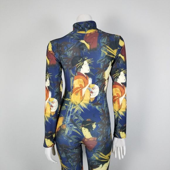 J. Lorraine Designs Kimmy Stretch Bodycon Jumpsuit In Geisha Print Size Medium - Picture 5 of 13